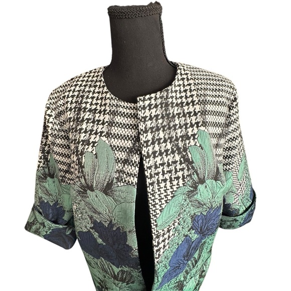 Eva Franco Floral Brocade Jacket 8 Houndstooth & Botanical Print Statement Piece - Picture 12 of 12